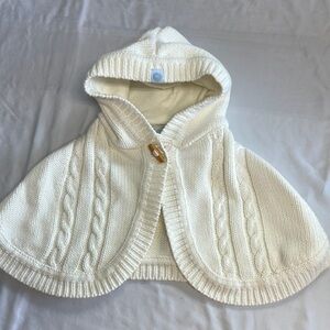 Beba Bean - LIKE NEW - White/Ivory Knit Hooded Cape